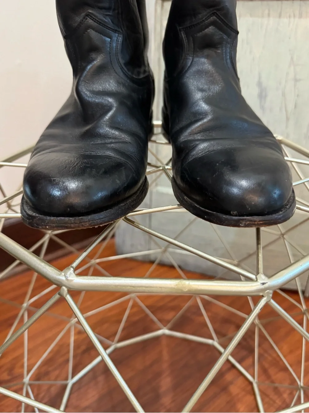 Justin black leather roper boots, cowboy size 9